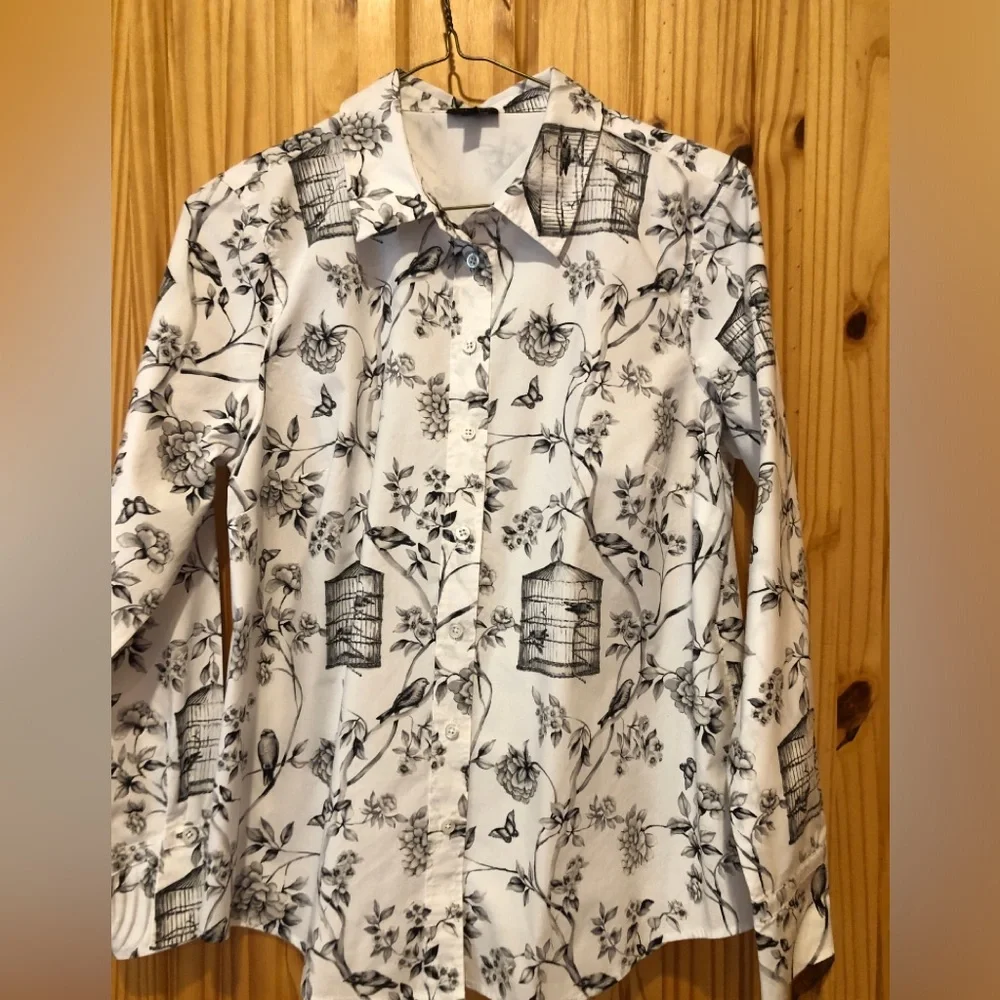 Talbots Petites B & W Blouse - Picture 1 of 6